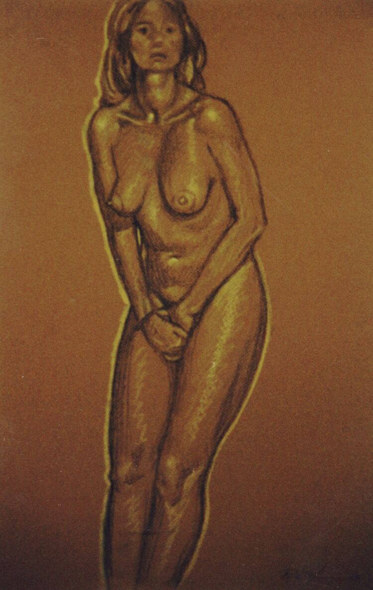 Drawing, Conte crayons on pastel paper. Nude-2. 65 x 50 cm (26 x 20 in)